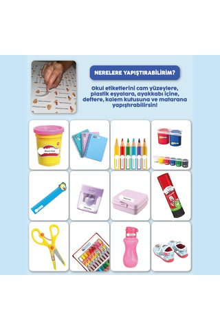 Okul Etiketi Kalem Defter Etiketi Maviş Dünyam Özel İsim Yazılabilen Etiket - 252adet