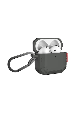 Apple Uyumlu AirPods 4 Kılıf Airbagli 360 Derece Tam Koruma Skinarma Mecha Ce Askı Aparatlı Kılıf Koyu Yeşil