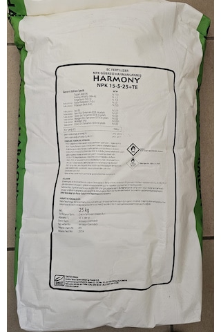 Npk Damlama Gübresi Harmony 15-05-25+te Suda Çözünür Gübre 25 Kg