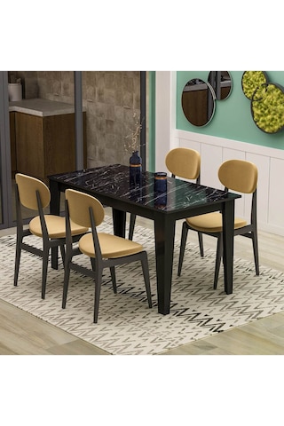 Şimal Yemek Masası 120x72 Siyah - Royal Mermer