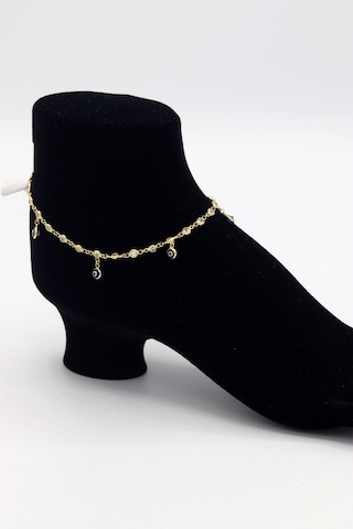 Zirkon Taşlı Lacivert Nazar Boncuklu Model Gold Renk 925 Ayar Gümüş Kadın Halhal 201025740 Altın