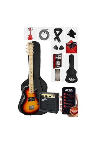 Midex Ceg-34sb 5-8 Yaş Çocuklar İçin Amfili Full 1/2 34 İnç Elektro Gitar Seti Sunburs