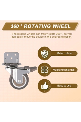 Aubyhe 4'lü L Tipi 5cm Gummi Tekerlekli Mobilya Kasnagi - 360 Derece Döner Kilitleme, 400lb Yük Kapasitesi, Metal Gövde, Sessiz Ve Kaymazsız