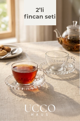 2 Kişilik Cam Fincan Seti 225 Ml Retro Fincan Çay Kahve Su Espresso Bitki Çayı Bardağı Bardak Seti