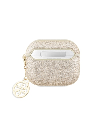 Apple Uyumlu AirPods 3. Nesil Kılıf Guess Glitter 4g Charm Exclusive Tasarım Gold