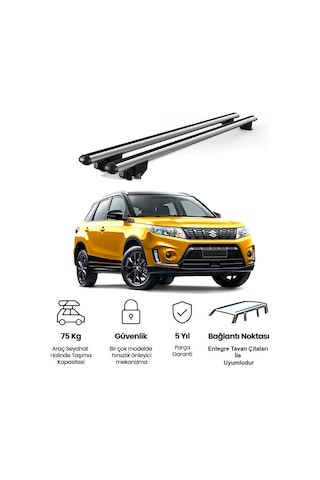 Kanca Suzuki Vitara 2015 Ve Sonrası Uyumlu Gri Kilitli Ara Atkı 120cm Port Bagaj Tavan Barı