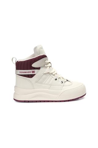 Krem Sneakers Vegan Kadın Bot Bordo