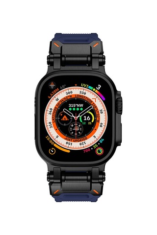 Mobilteam Watch Ultra 49mm Clo Krd-101 Titanyum Metal Başlıklı Silikon Kordon-siyah-starlight