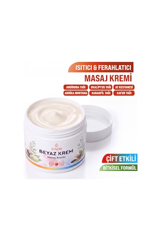 Synem Beyaz Krem Isıtıcı Ve Soğutucu Çift Etkili Masaj Kremi Arnika At Kestanesi Kafur Nane 100 Ml