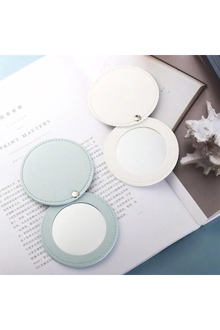 Ultra İnce Makyaj Aynası Yuvarlak Cep Aynası Yeni Kozmetik Ayna Mavi