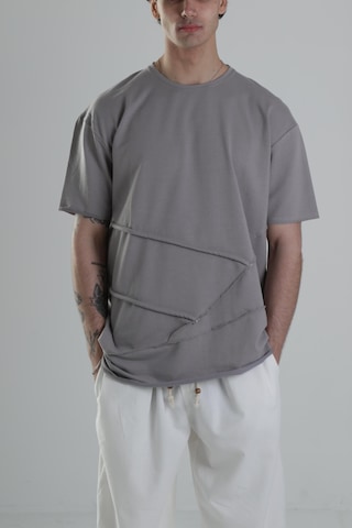 Cocopelli Gri Halat Detaylı Tasarım T-shirt Coc2117 Gri