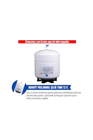 Su Arıtma Tankı – 12 Lt (3,2 Galon) Paslanmaz Metal + Vanalı ve Ayak