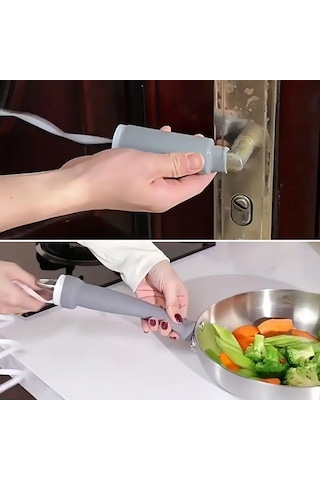 Isıya Dayanıklı Silikon Kauçuk Tencere,kapı Tutma Kılıfı Kendinden Küçülen,her Sapa Uyumlu Tava Kulp Yalıtımı 12-15 Cm Açık Gri