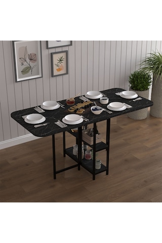 Asra Trend Metal Ayaklı Katlanır Mutfak Masası KM-31 %100 MDF Akıllı Yemek Masası Royal Mermer