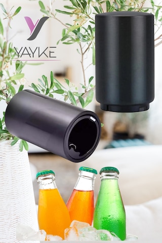 Yayke Silindir Şeklinde Plastik Şişe Açacağı Otomatik Siyah