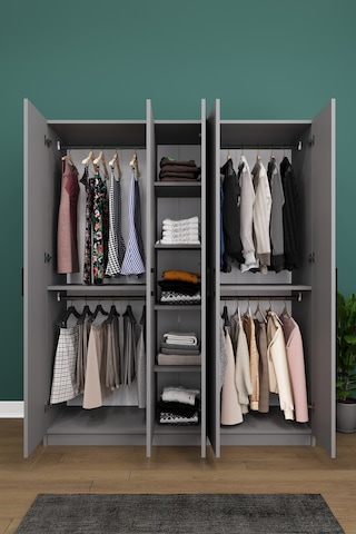 Lüks 5 Kapaklı Gardırop %100 MDF Askılı Çok Amaçlı Düzenleyici Elbise Dolabı G09
