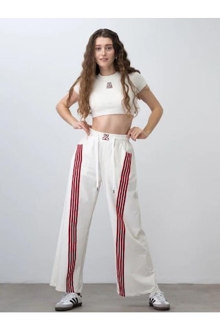Zekids Kız Çocuk Fitilli Yarım Kollu Crop T-shirt-15799 Krem Bordo