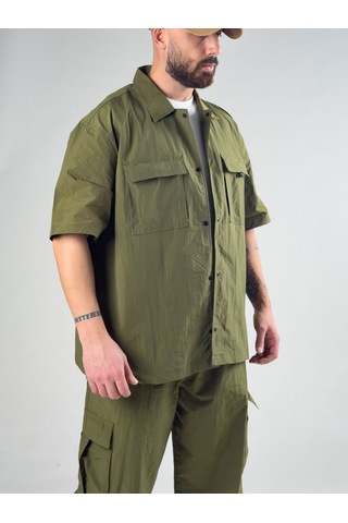 Haki Oversize Erkek Paraşüt Takım Coc3082