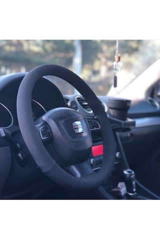 Seat Alcantara Deri Direksiyon Kılıfı Siyah