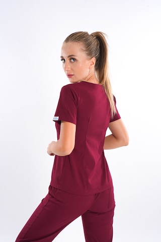 Bordo Lily Model Fermuarlı Soft Likra Doktor Hemşire Üniforma 001