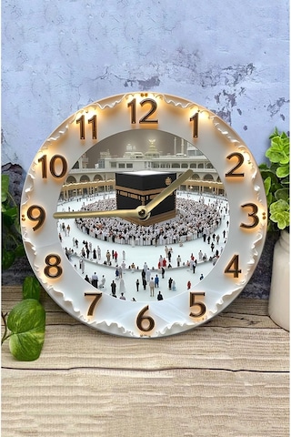 Kâbe Manzaralı 3d Görünümlü Mdf Duvar Saati 33 Cm Sdw92 Renkli