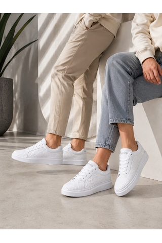 Günlük Rahat Taban Bağcıklı Sneaker Spor Ayakkabı Beyaz
