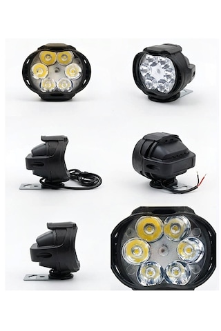 Motosiklet Ve Elektrikli Araç Uyumlu 6 Led'li 2 Modlu Beyaz Renk Mercekli Ek Aydınlatma Lambası 9-85v 2'li Paket
