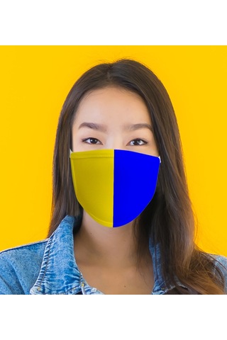 Sarı Lacivert Yıkanabilir Maske