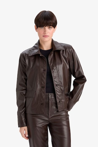 Defacto Regular Fit Polo Yaka Suni Deri Blazer Ceket G2308ax25wnbn212 Kahve