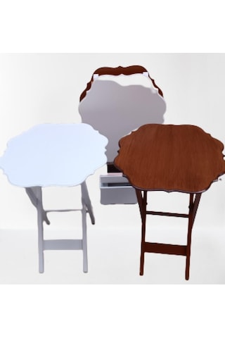 1448bng90092çanta Zigon Sehpa Yonca Dörtlü Model Ahşap Mdf Ceviz Ve Beyaz Renk Uyum El Yapım