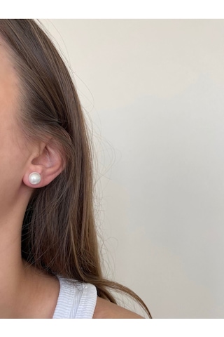 Çift Kullanımlı İstiridye İncili Kararmaz Çelik Gold Küpe Gold