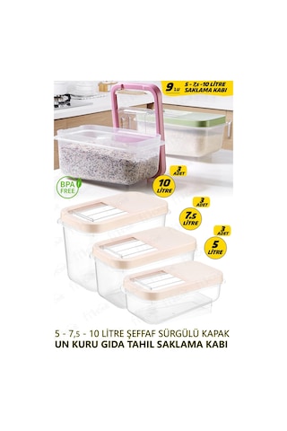 Multibox 9'lu Her Boy Bakliyat Un Mama Vs. Sürgülü Kapak Erzak Saklama Kabı 9lu Set