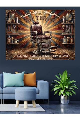 Barber Shop The Throne Tabelası Dekoratif Kanvas - Mdf Ahşap Tablo