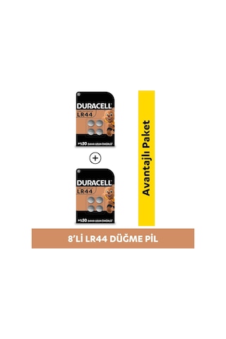 Duracell Özel LR44 Alkalin Düğme Pil 1.5V 76a / A76 / V13ga 2 x 4'lü Paket