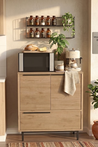 Yurudesign Ocean Mutfak Dolabı Mikrodalga 3 Kapaklı Metal Ayaklı Sepet On8a-s