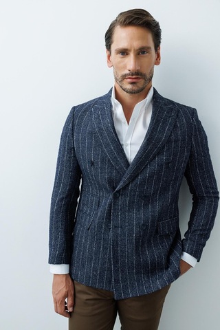 İgs Erkek Lacivert Slim Fit / Dar Kalıp Geniş Kırlangıç Ceket-20006