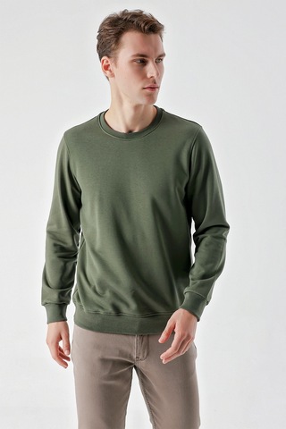 Morven Erkek Yeşil Basic Bisiklet Yaka Sweat-shirt Yeşil