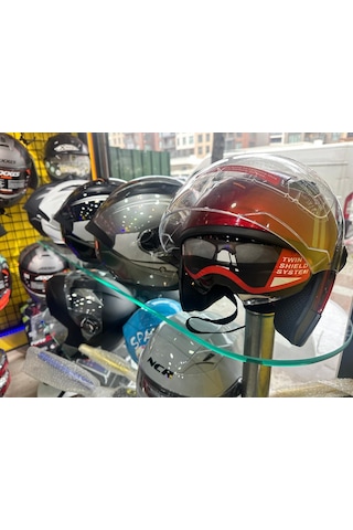 Çenesiz Kask Güneş Gözlüklü Vizörlü Karışık Renk Yarım Kask