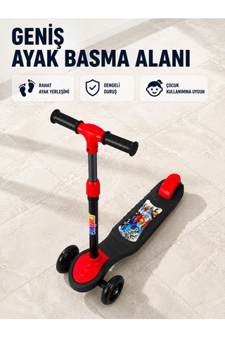 Geniş Tabanlı Çocuklar İçin 3 Tekerlekli Scooter Ayarlanabilir Gidonlu