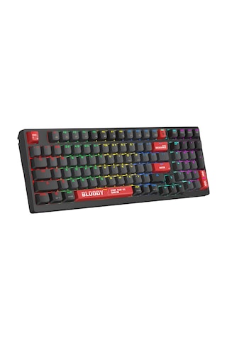 Bloody WS98 Siyah Q Türkçe 2.4G + Bluetooth Kablosuz RGB Hot Swapple Mekanik Klavye-Red Plus Switch