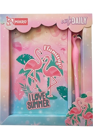 Hatıra Defteri Kilitli Kız Modeli Günlük Defteri Flamingo Hediye Kutulu 80 Yaprak Çizgili 1 Adet I Love Summer