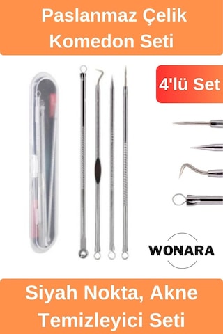 Deluxe Paslanmaz Çelik Cilt Bakım Siyah Nokta Temizleyici Kutulu 4'lü Set