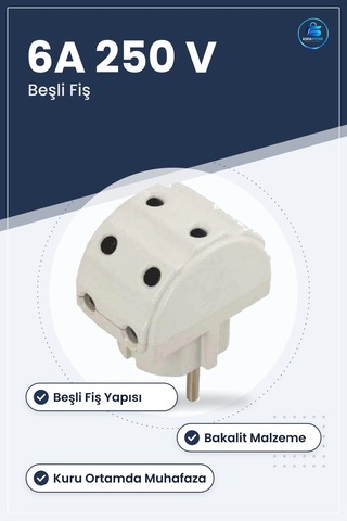 Bakalit Beşli Fiş Hilal 6a 250 V Priz Ev Banyo Mutfak Elektrik Te
