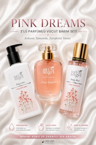 Pink Dreams Serisi Losyon - Parfüm - Body Mist 3 Lü Set