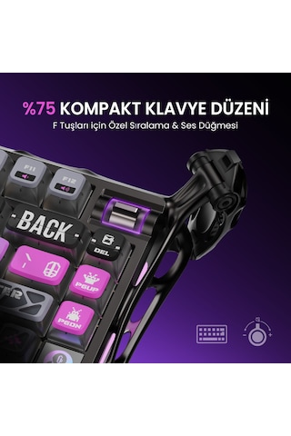 Gravastar K1 Pro Mekanik Gaming Klavye, X Pro Kablosuz Optik Mouse Ve Dijital Resim Çerçevesi Oyuncu