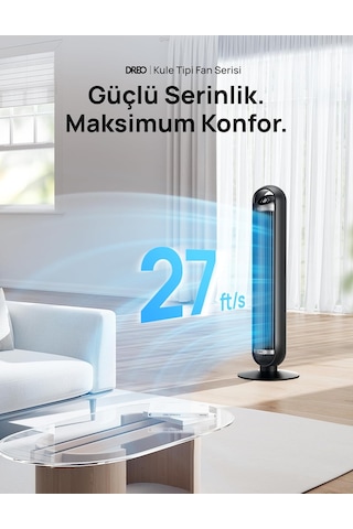 Dreo 25 Db Akıllı Sessiz Kule Tipi Fan, 8 M/s Hava Akışı, 8 Hız Kademesi, 4 Çalışma Modu, Dc Motorlu Serinletme