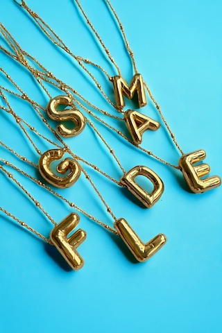 Altın Kaplama 925 Ayar Gümüş Harf Bayan Balon Kolye - 50 CM