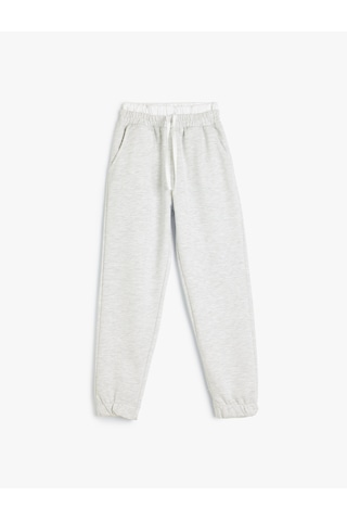 Koton Basic Jogger Eşofman Altı Beli Lastikli Çift Bel Detaylı Kar Melanj 5wkg40230ak Gri Melanj
