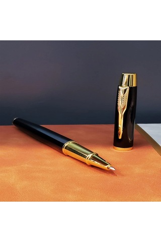 Bay Siyah Gold Detaylı Termo Deri Defter Ve Metal Roller Kalem Hediye Seti Najmaddin Standart