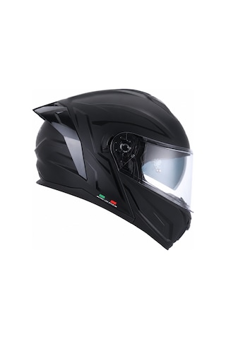 Sway 919 Kask Shıny Strıpe Black Çene Açılır Şeffaf Vizörlü Sİyah